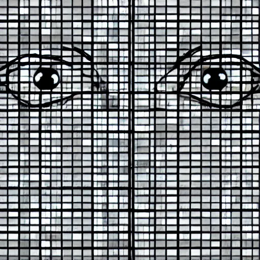 Image similar to grid of square eyecubes lashes reflections