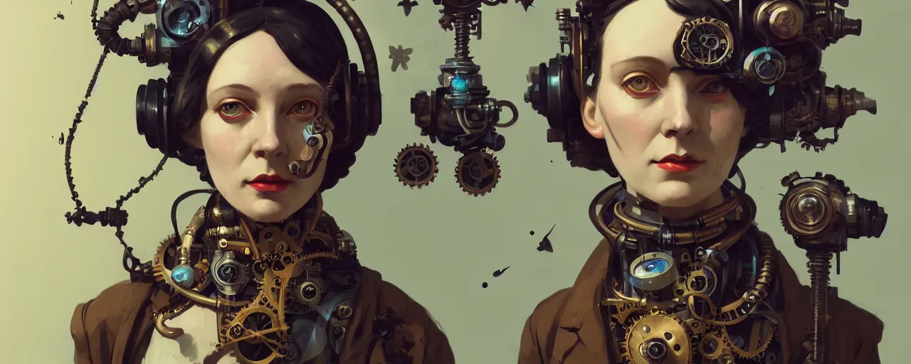 Prompt: duotone dark concept illustration 3 / 4 portrait of ada lovelace as steampunk cyborg. highly detailed mechanism cinematic lighting. fibonacci golden ratio accidental renaissance. by sachin teng and sergey kolesov and ruan jia and heng z. graffiti art, scifi, fantasy, hyper detailed. octane render. concept art. trending on artstation