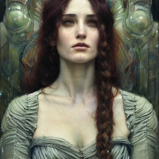 Image similar to a painting in the style of donato giancola, and in the style of tom bagshaw, and in the style of john william waterhouse. smooth, sharp focus, semi - realism, symmetry.