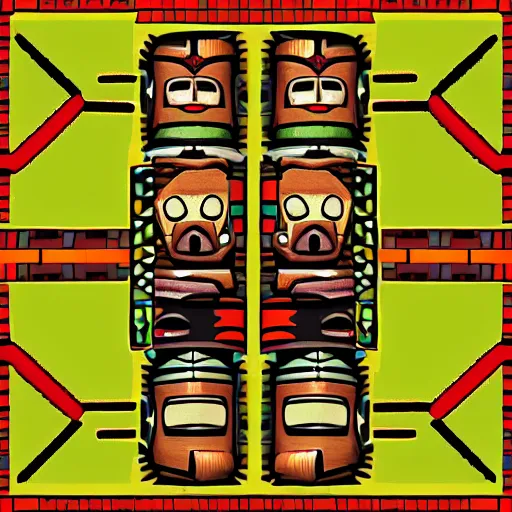 Prompt: tileable tribal totem pole texture, banjo kazooie, n 6 4, ps 1, game texture