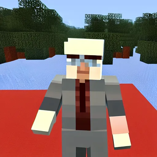 Prompt: Gameplay screenshot of Bernie Sanders in Minecraft