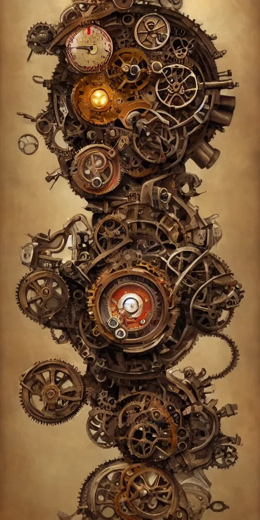 Image similar to machine heart, anatomically correct, cogwheels, mechanical, photorealistic, high detail, steampunk - style by esao andrews, artstation, illustration