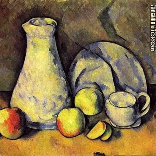 Still Life with Fruit Pitcher and Fruit-Vase - Cezanne Paintings