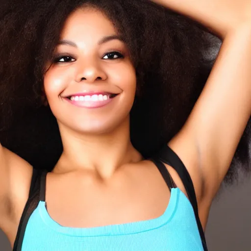 Image similar to beautiful woman with hands up and hairy armpits