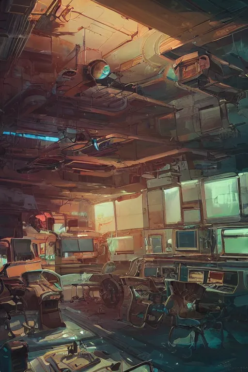 Image similar to hardmesh retro futurist post - apocalyptic steampunk fallout starship control room, hyper realistic, art gta 5 cover, official fanart behance hd artstation by jesper ejsing, by rhads, makoto shinkai and lois van baarle, ilya kuvshinov, ossdraws, feng zhu and loish and laurie greasley, victo ngai