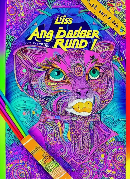 Prompt: a bladerunner coloring book by lisa frank