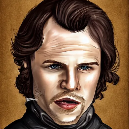 Image similar to Jamie Fraser caricature portrait by Krüger