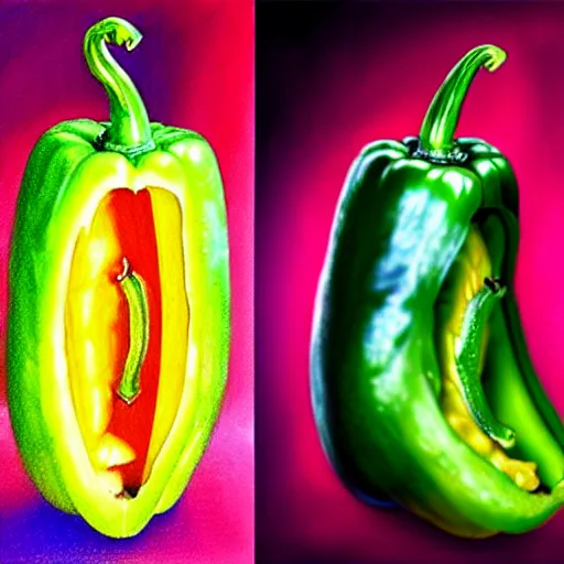 Image similar to victoria justice transformed into a bell pepper, by artgerm, wlop. vastly enriched image quality. lucidly vivid. iridescentally detailed. extremely elegant and beautiful.