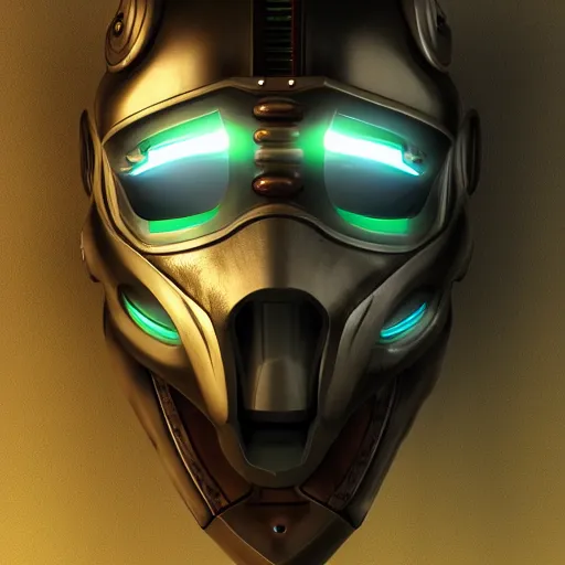 Image similar to cyberpunk viking helmet mask robot ninja illumination ray tracing hdr fanart arstation by sung choi and eric pfeiffer and gabriel garza and casper konefal