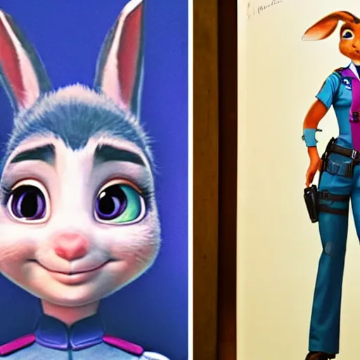 Prompt: a real human young policewoman, whose photo inspired design of judy hopps, photo by annie leibovitz