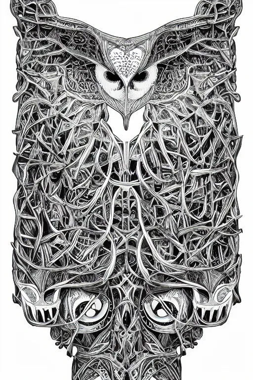 Image similar to a white bone owl, symmetrical, highly detailed, digital art, sharp focus, skeleton, trending on art station