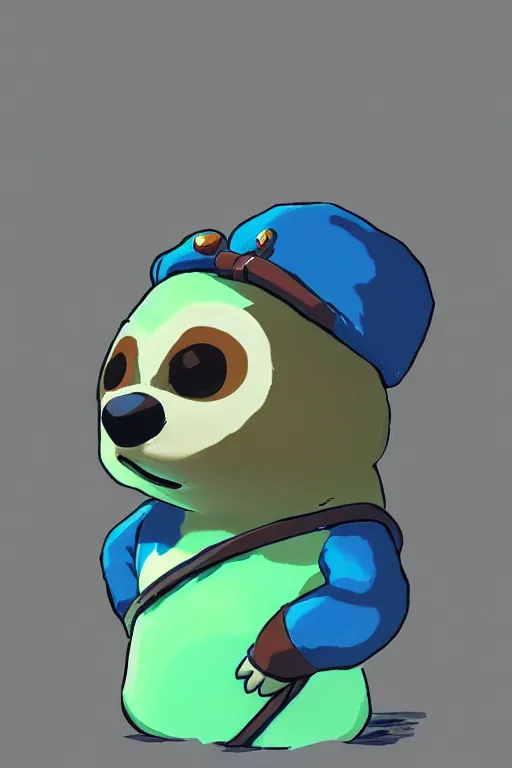 Prompt: an in game portrait of tom nook from the legend of zelda breath of the wild, breath of the wild art style.
