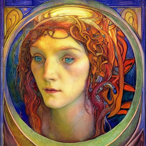 Image similar to the dawn queen with her lantern, by annie swynnerton and diego rivera and elihu vedder, symbolist, dramatic lighting, elaborate geometric ornament, art brut, soft cool colors, smooth, sharp focus, extremely detailed, leo and diane dillon, soft pastel colors