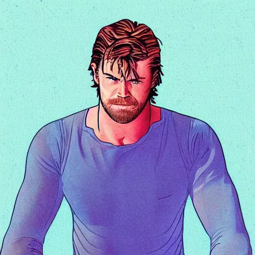 Image similar to “ chris hemsworth retro minimalist portrait by jean giraud, moebius starwatcher comic, 8 k ”