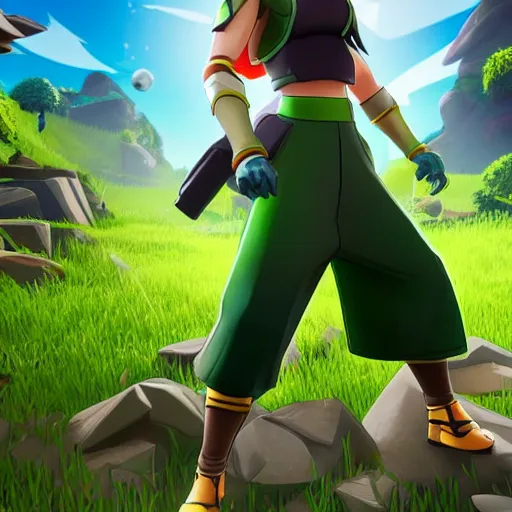 Image similar to toph beifong in fortnite, character render, full body shot, highly detailed, in game render