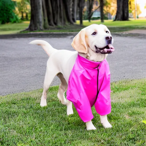 Image similar to a dog with a pink lab coat, stock photo