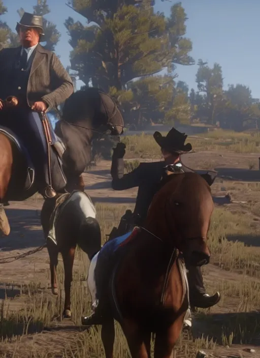 Image similar to film still of donald trump in red dead redemption 2 ( 2 0 1 8 video game )