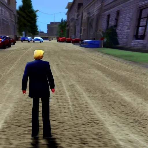 Prompt: Donald Trump in Bully, rockstar games, gameplay,