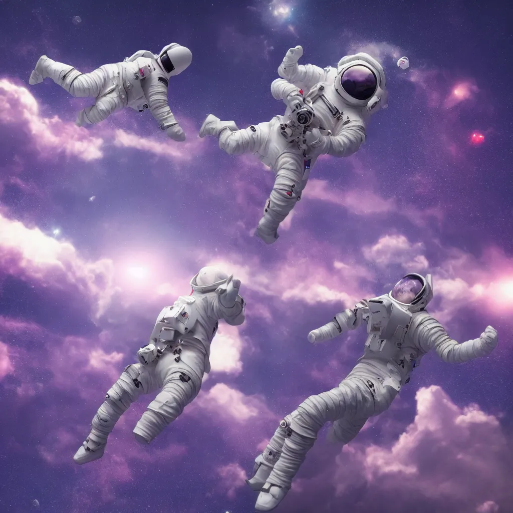 Image similar to Spaceman falling from the sky, vaporwave, hyperrealistic, 3D render, cinematic, digital art, high definition, 8k