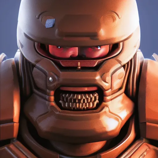 Prompt: a highly detailed digital painting of a doomguy by bobby chiu, trending on artstation, octane render, 4 k, unreal 5, macro photography, goro fujita