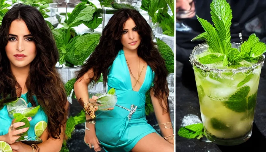 Image similar to rosalia the spanish singer alone in image sipping a mojito