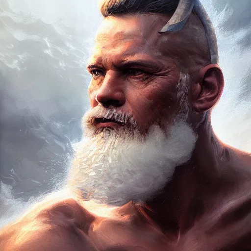 Image similar to zeus portrait, dramatic light, lake background, 2 0 0 mm focal length, painted by stanley lau, painted by greg rutkowski, painted by stanley artgerm, digital art, trending on artstation