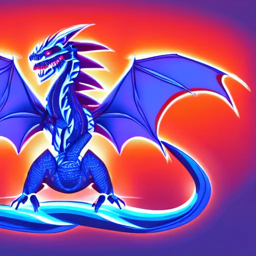 Prompt: dark dragon with blue flames, silky texture, gradient, vector illustration, logo, aesthetic, 4 k, hd