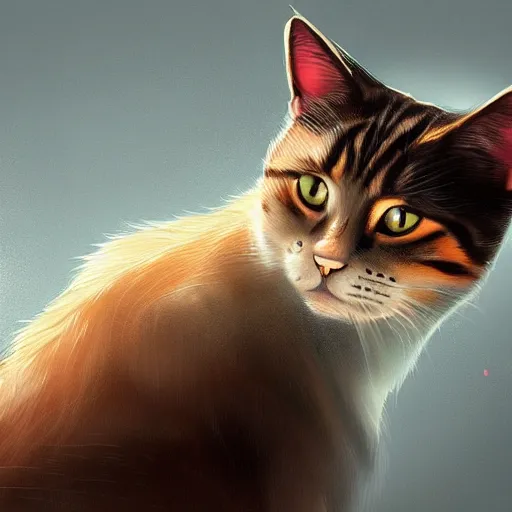 Prompt: A cat with a top hot on, stunning visuals, ultra detailed, dynamic lighting, trending on art station, concept art,