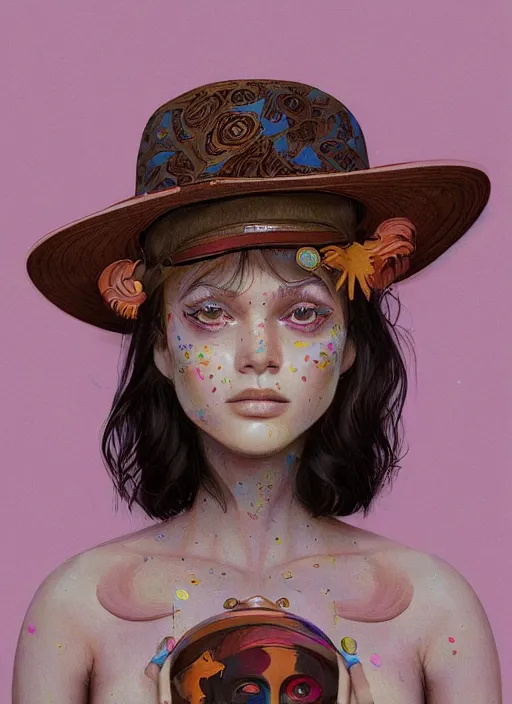 Prompt: brown eyes girl with abstract hat :: by Martine Johanna and Simon Stålenhag and Chie Yoshii and wlop and Guillermo del toro :: ornate, dynamic, particulate, rich colors, elegant, centered, artstation, smooth, sharp focus, octane render, 3d