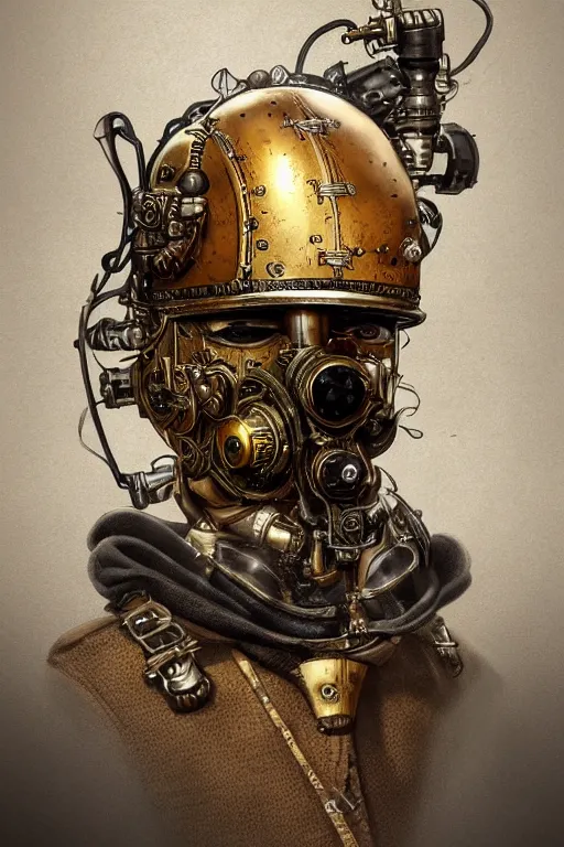 Image similar to steampunk helmet fantasy art mask robot ninja stylized digital illustration sharp focus, elegant intricate digital painting artstation concept art global illumination ray tracing advanced technology chaykin howard and campionpascale and cooke darwyn and davis jack