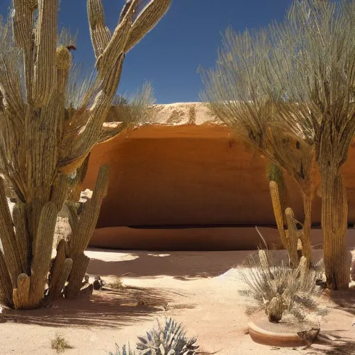 Prompt: biophilia architecture in the desert