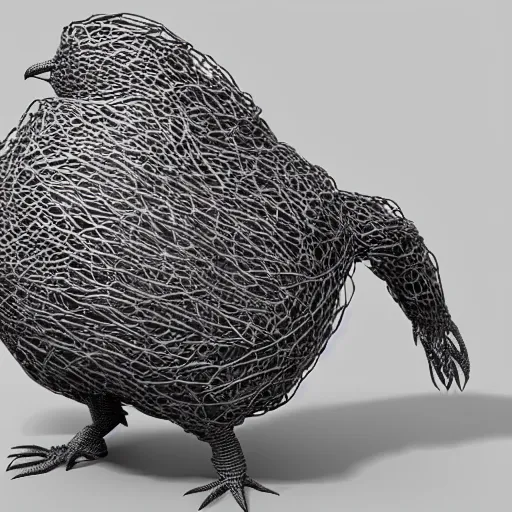 Image similar to 4 th dimensional chicken render, wireframe, unreal engine