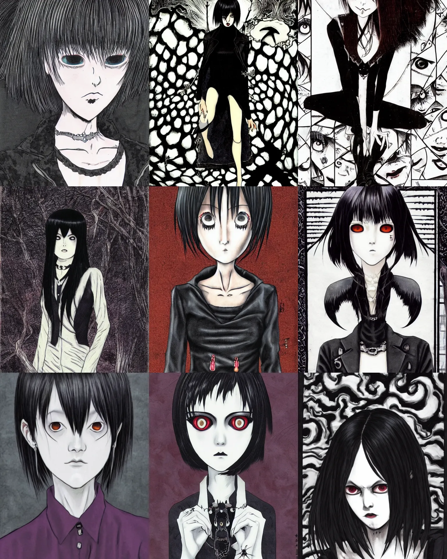 junji ito manga characters colorful, Stable Diffusion