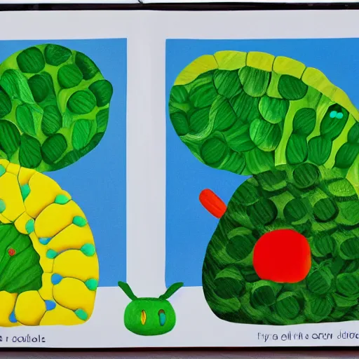 Image similar to Very hungry caterpillar, by Eric Carle