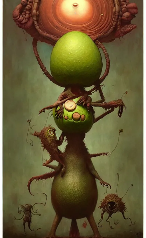 Image similar to imaginative anthro avocado creature painting by chiara bautista, beksinski and norman rockwell and greg rutkowski weta studio, tom bagshaw and lucasfilm