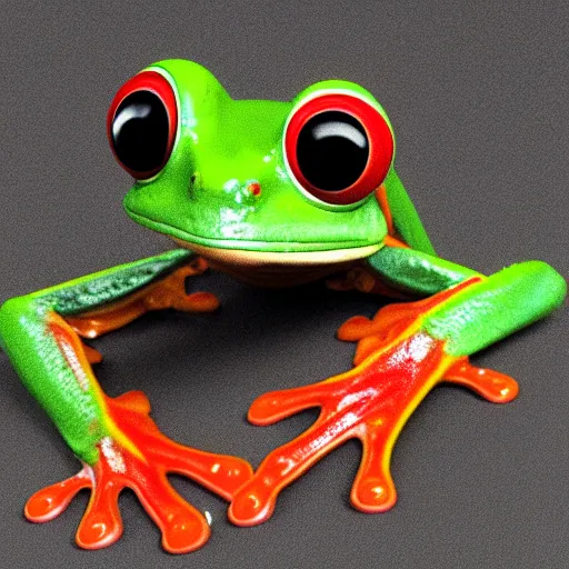 Image similar to a red - eyed tree frog, eye patch, 3 d model, high quality
