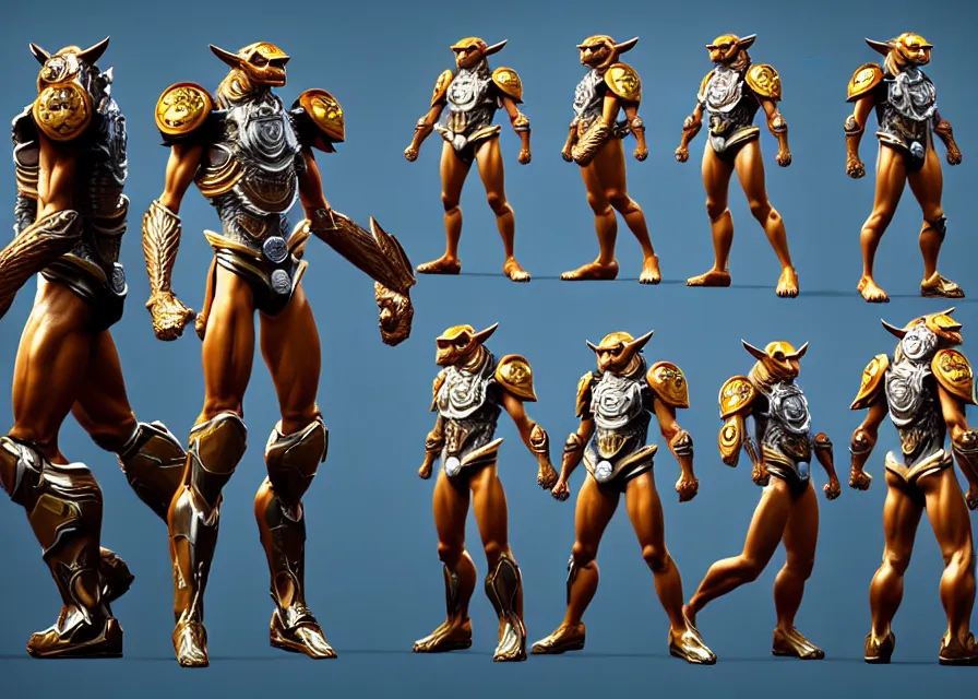 Prompt: concept art sprite sheet of lion character kamen rider, big belt, human structure, concept art, hero action pose, human anatomy, intricate detail, hyperrealistic art and illustration by irakli nadar and alexandre ferra, unreal 5 engine highlly render, global illumination