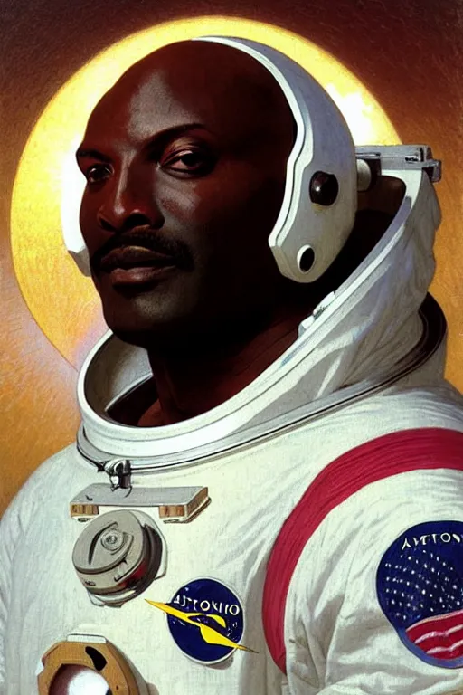 Prompt: portrait of lexington steele in astronaut shirt, by bouguereau