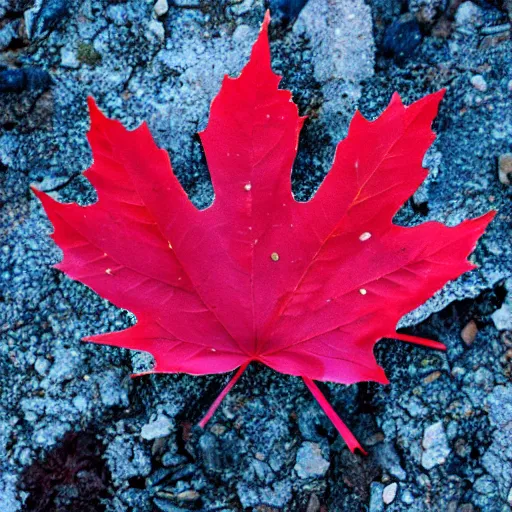 Image similar to canadian maple leaf on a volcano