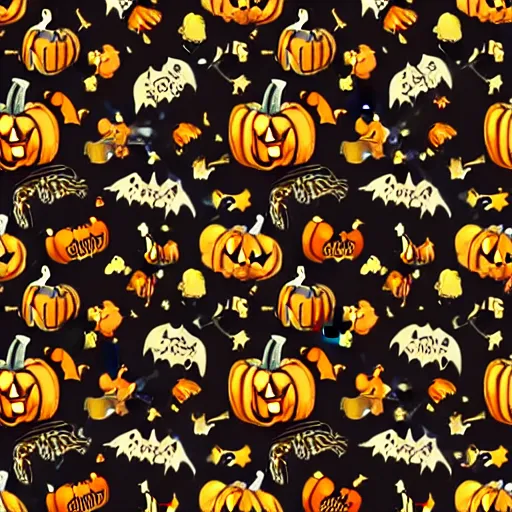 Image similar to seamless pattern of vintage Halloween decorations by John O. Winsch