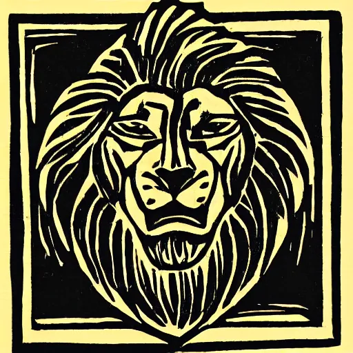 Image similar to woodcut image of a part man part lion