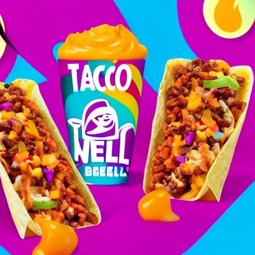 Image similar to taco bell made by lisa frank