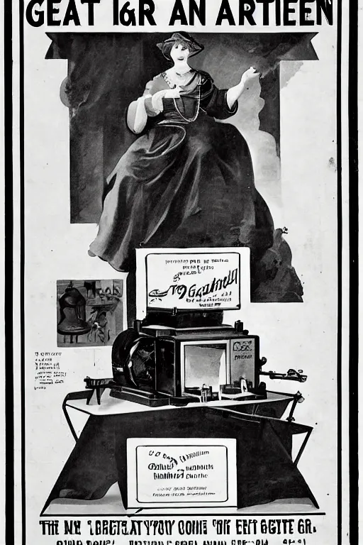 Prompt: 1 9 0 0 s advertisement for an ai art generator