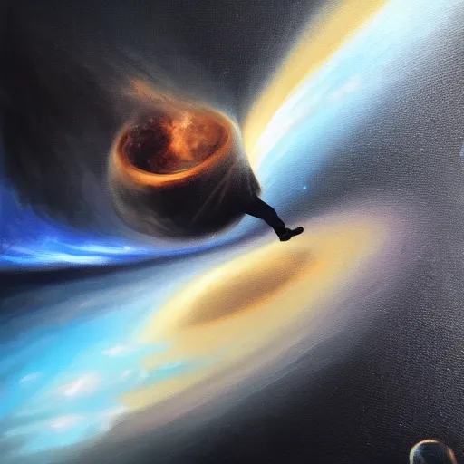 Image similar to man falling in a black hole, oil painting, pale colors, high detail, 8 k, wide angle, trending on artstation,