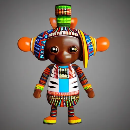 Prompt: african tribal chief vinyl art toy, 3 d render,