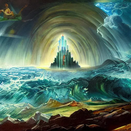 Prompt: a paintings of Atlantis and Rapture combined