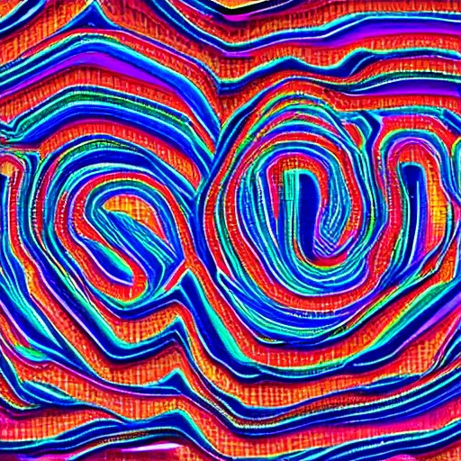 Image similar to An interlocking series of rectangular nodes driven by vortices singling out a chaotic colorful mosaic premised upon the suffering of all man
