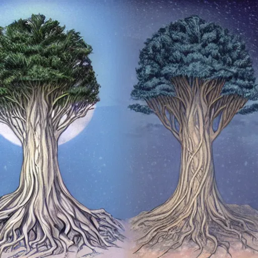 Image similar to The Two Trees of Valinor