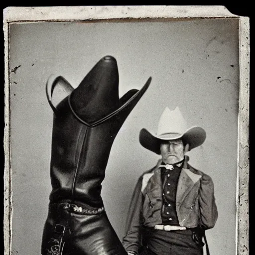 Image similar to kangaroo dressed in cowboy costume, cowboy hat boots spurs and pistol, 1 8 6 0 s, photo