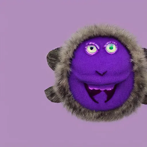 Image similar to 1 eyed 1 horned flying purple monster with fur